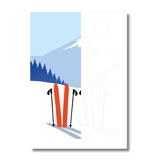 Affiche - Skis face aux sommets