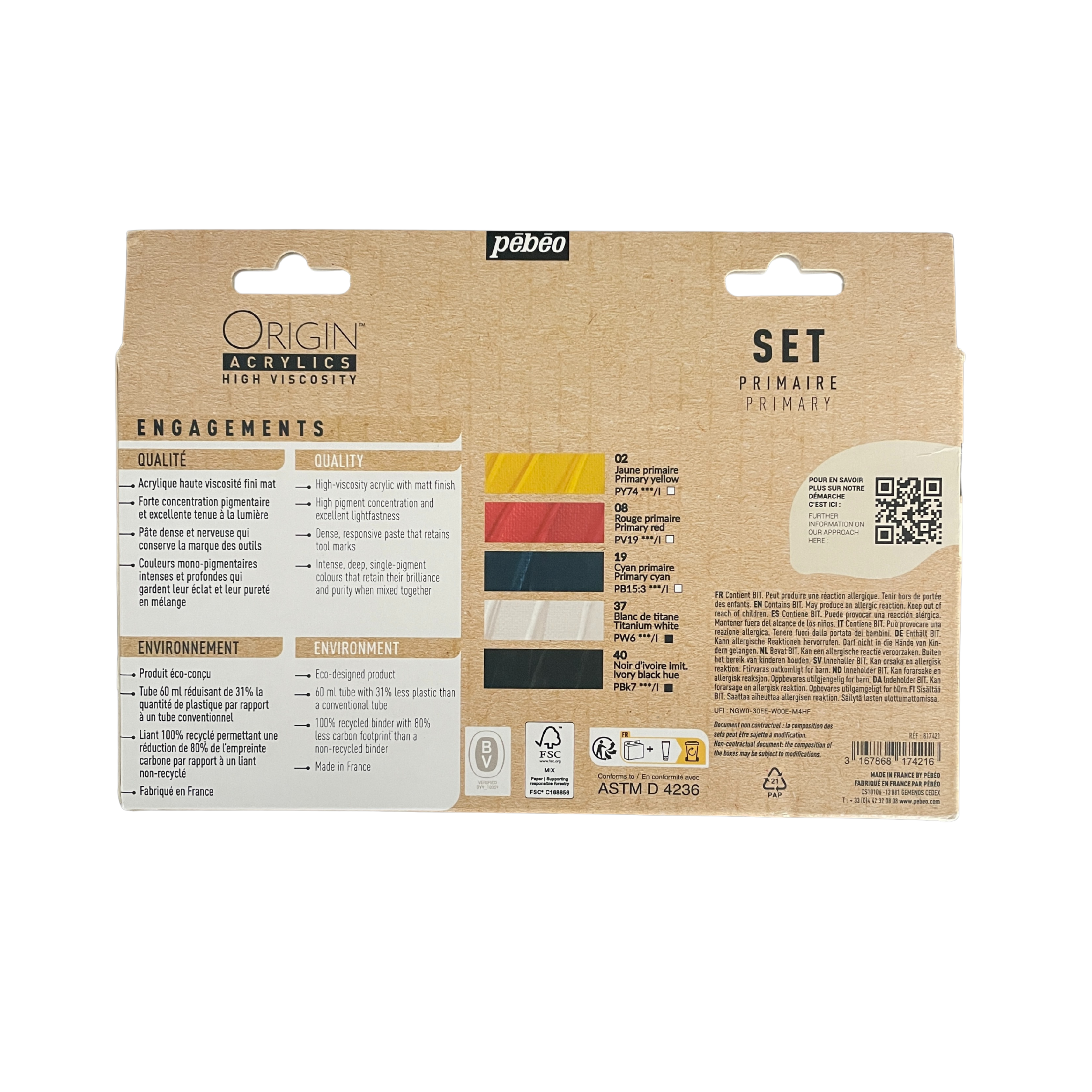 Lot ORIGIN Acrylique PEBEO – 5 couleurs