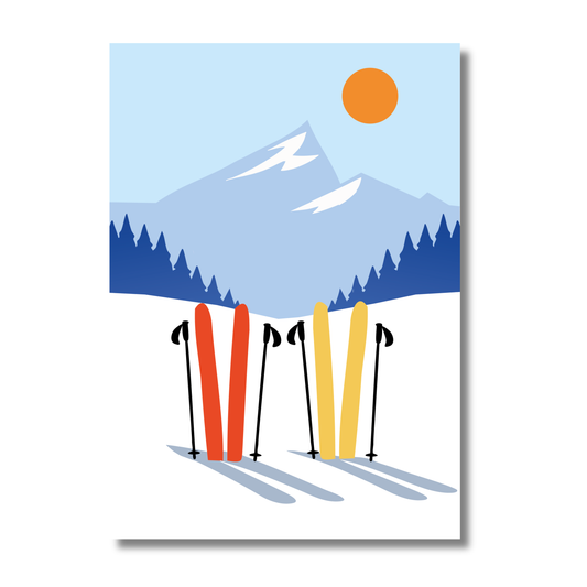 Affiche - Skis face aux sommets